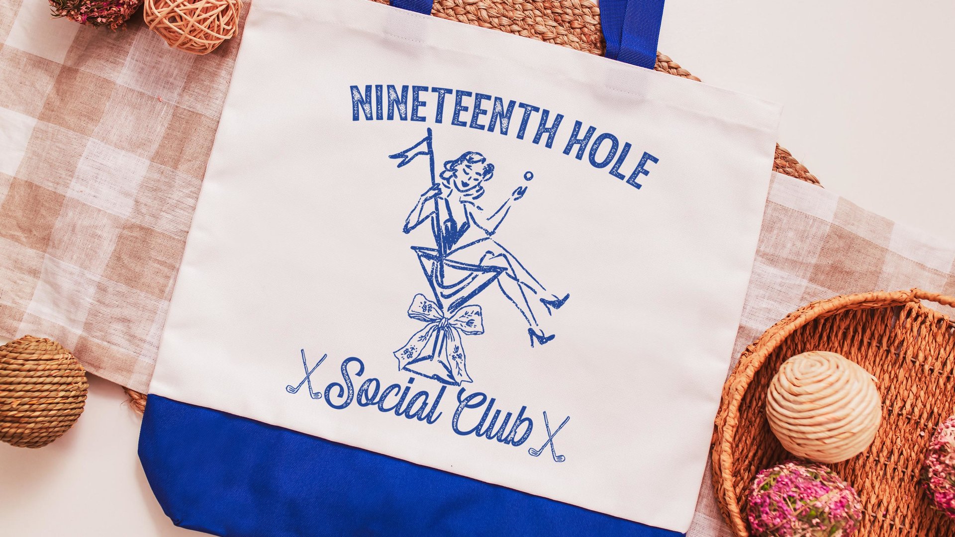 19th hole social club golf tote bag for cart, golf Mothers Day gift for golfers, golf mom era golf wristlet for women, sassy golf gifts for
