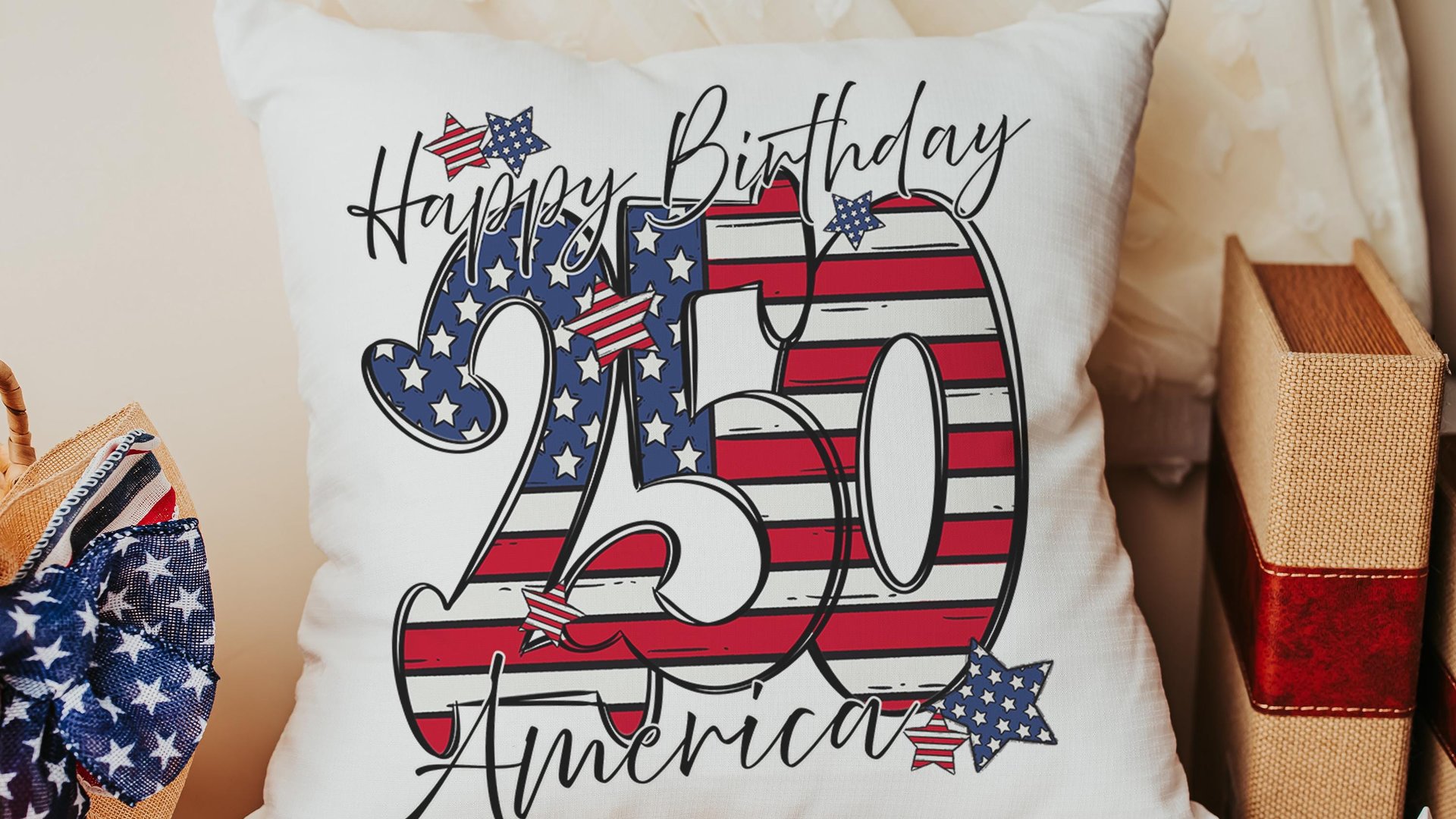Happy birthday America 250 Years flag decorative pillows for couch, 4th of July red white and blue throw pillow home decor, patriotic gifts