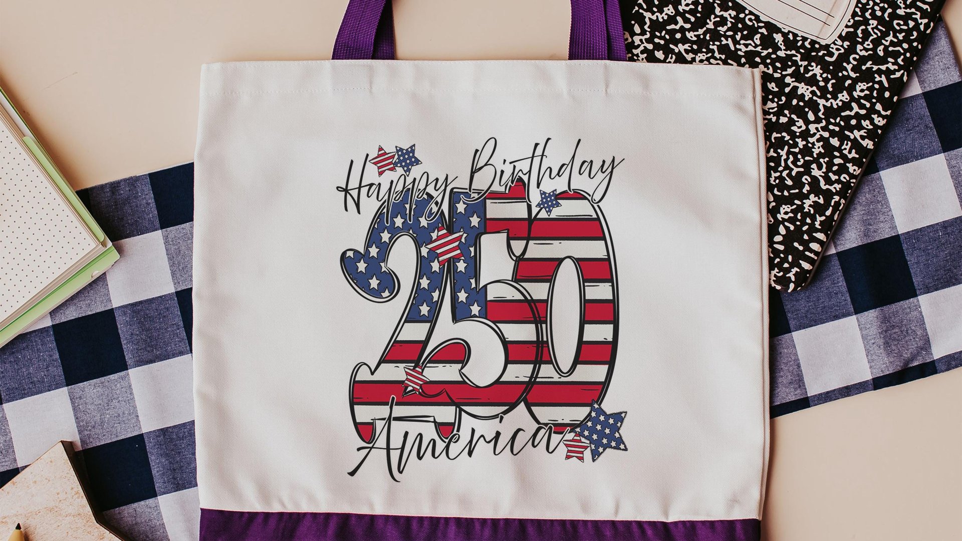 Happy birthday America 250 Years flag patriotic tote bag for women, patriotic tote for summer, patriotic military mom gifts, 4th of July