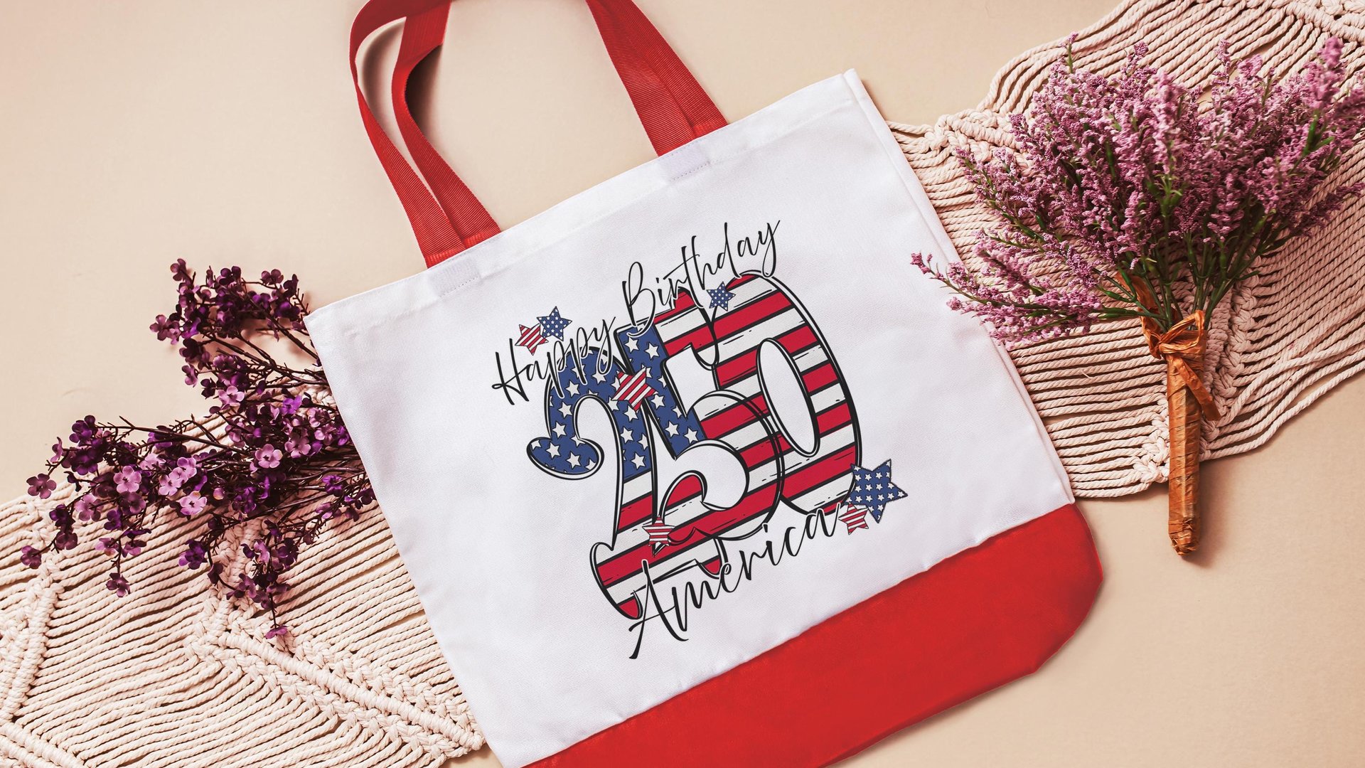 Happy birthday America 250 Years flag patriotic tote bag for women, patriotic tote for summer, patriotic military mom gifts, 4th of July