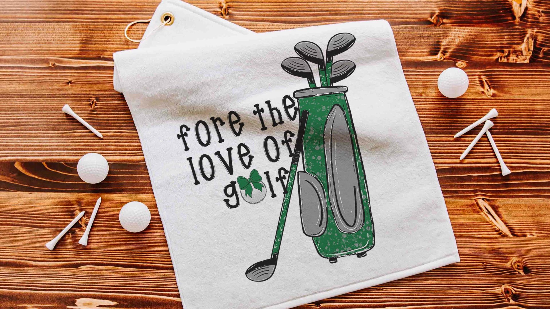 for the love of golf towel with grommet, golf mom Christmas gifts for golfers, golf bag accessories for women, golf coquette golf gifts