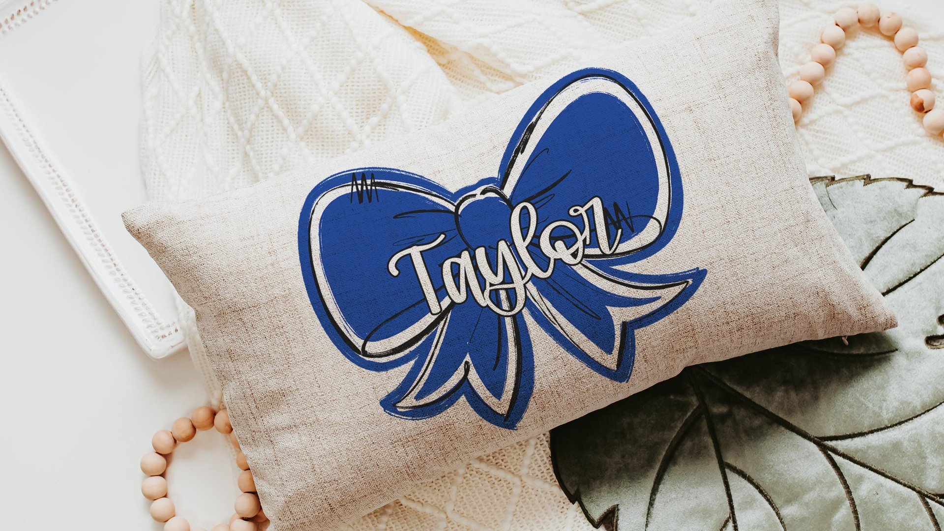 personalized carolina blue coquette name lumbar pillow 12x20, 2026 senior night gifts for teenage girls, custom Mothers day gifts for mom