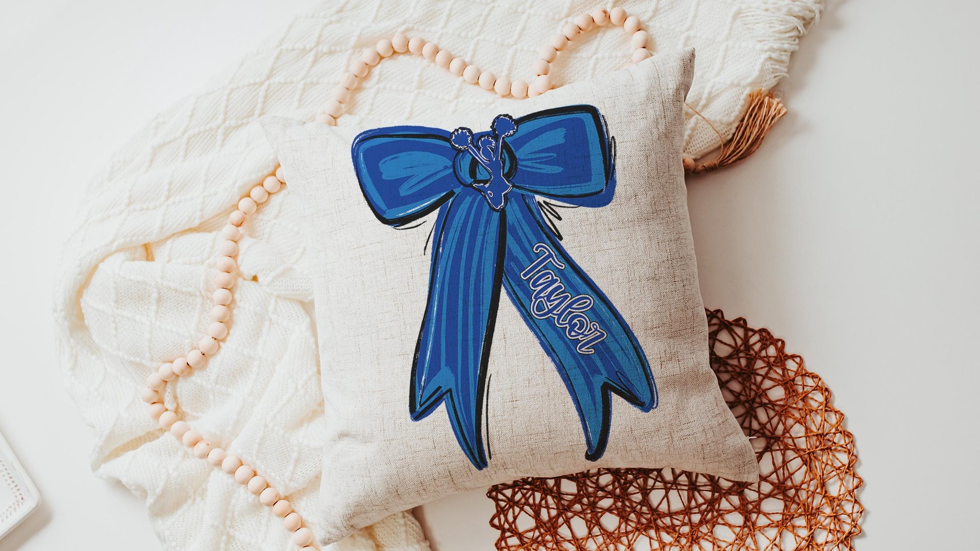 Personalized carolina blue cheer name throw pillow cover 18x18, 2026 senior night cheer gifts for teenage girls, cheer Mothers day gifts for