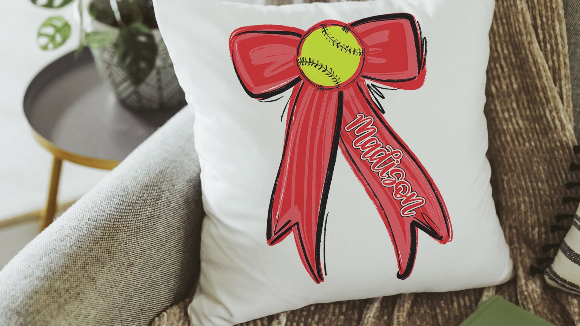 Personalized carolina blue softball name throw pillow cover 18x18, 2026 senior night softball gifts for teenage girls, softball Mothers day