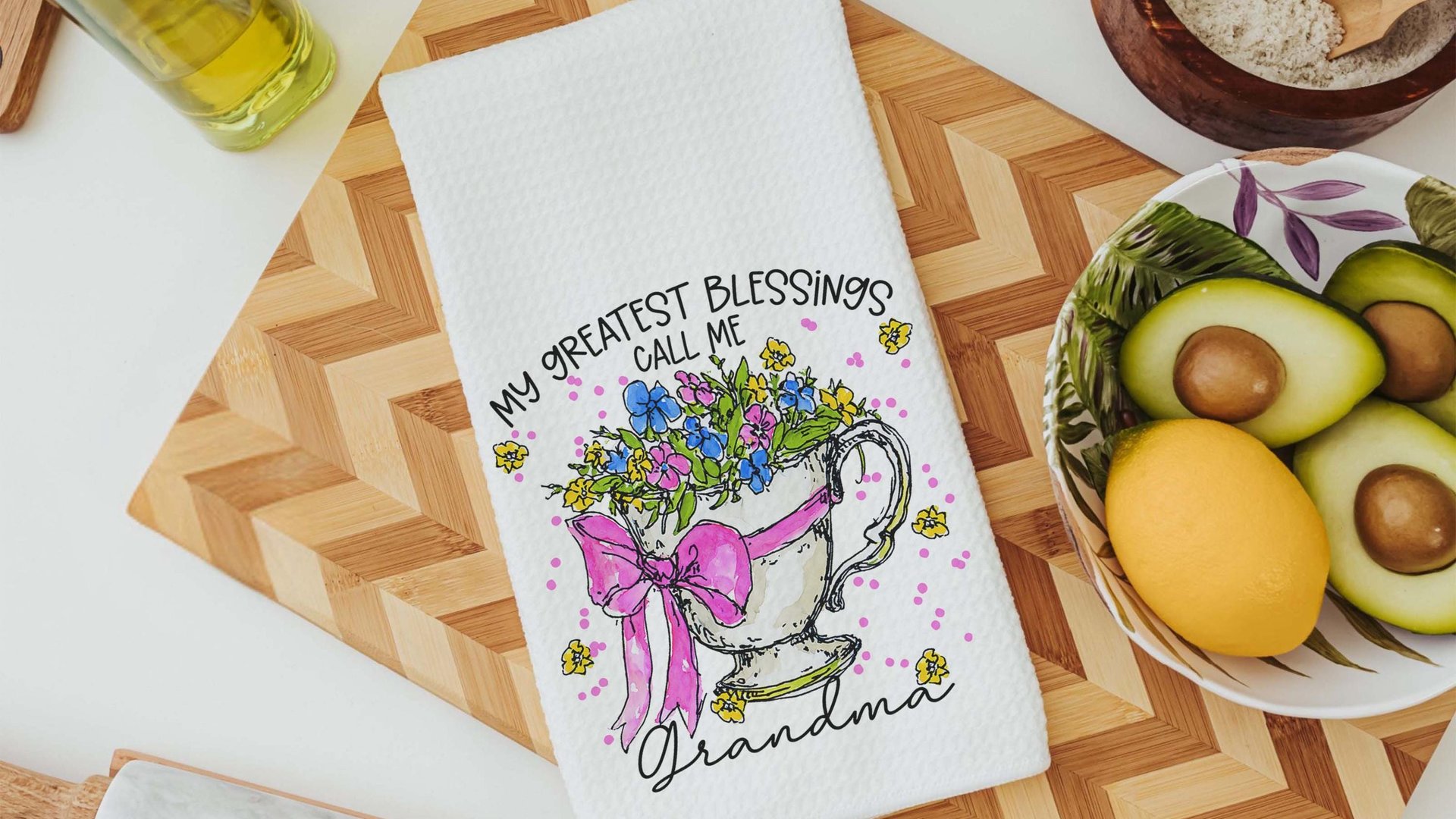 personalized my greatest blessings call me Mamaw pillows for bed, Mamaw gifts from grandchildren, floral kitchen towels, Mamaw to be gifts