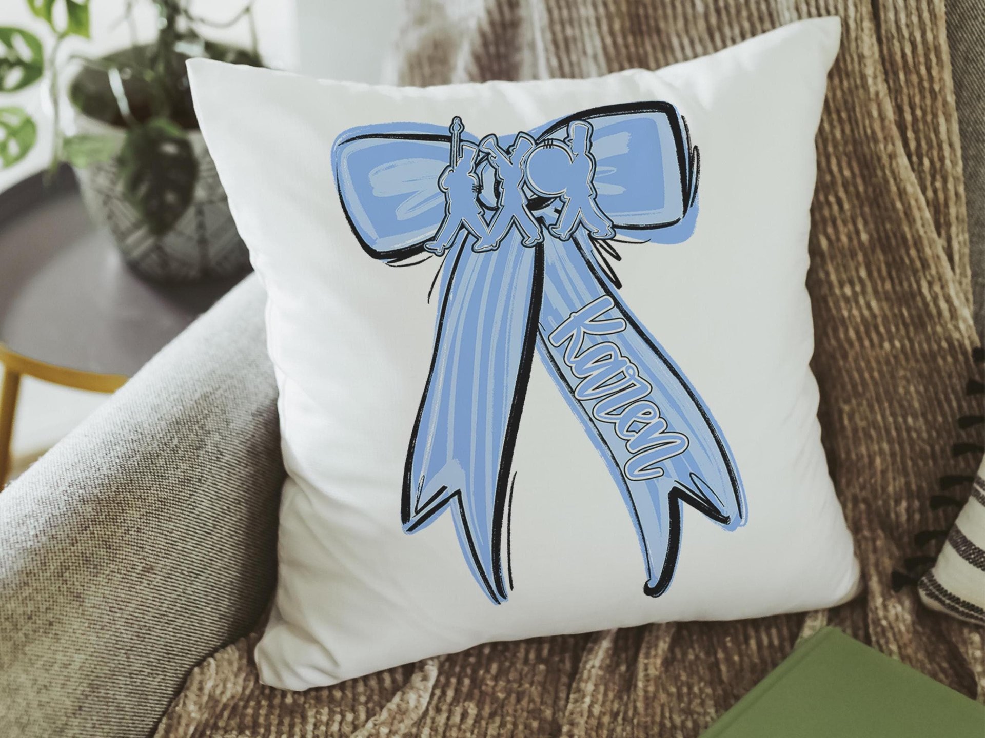 Personalized blue cheer throw pillow