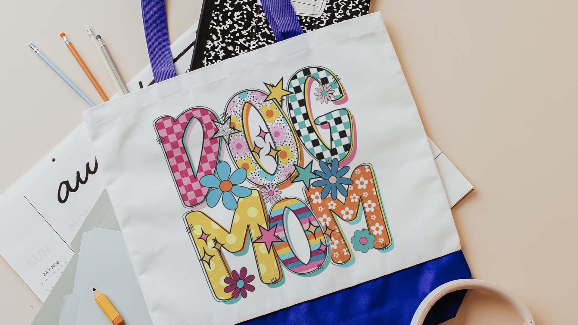 Dog mom rainbow dog tote bag for women, best gifts for dog lovers, dog walking bag, unique dog mom gifts, colorful rainbow dog gift