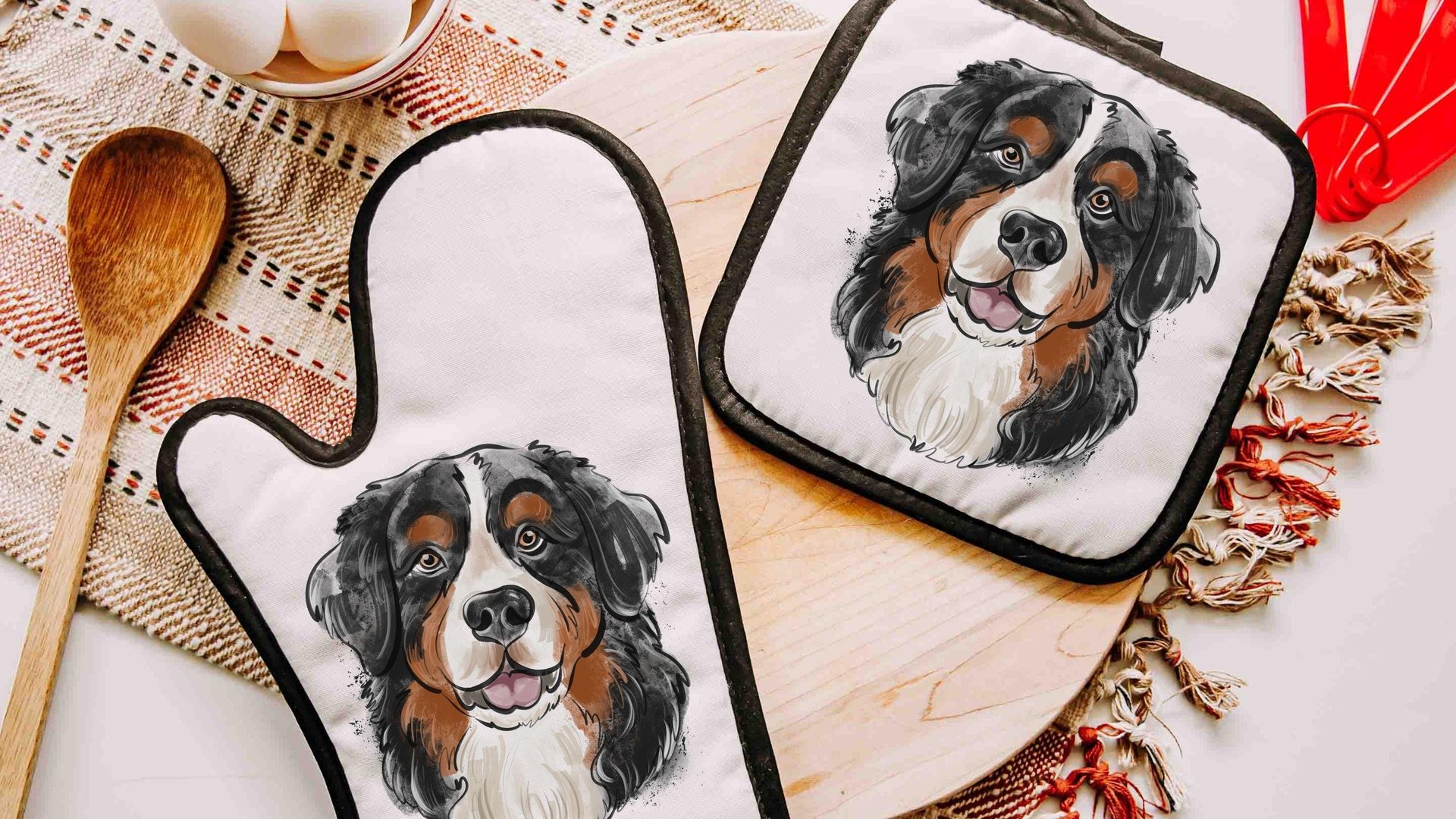 Bernese mountain dog table runner 