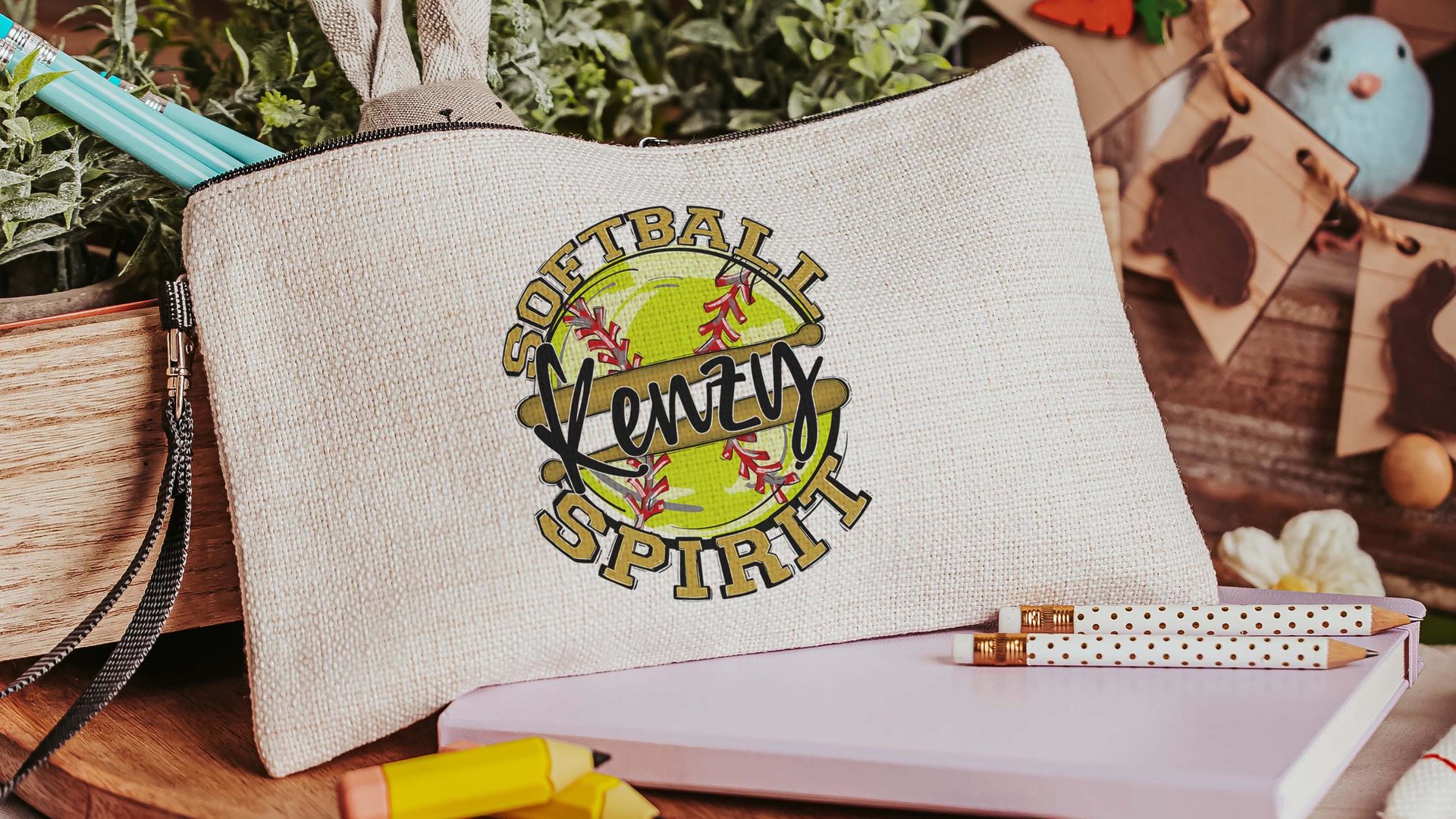 personalized softball tote bag for teens, softball wristlet with name, high school graduation gifts for girls, 2026 softball senior gifts