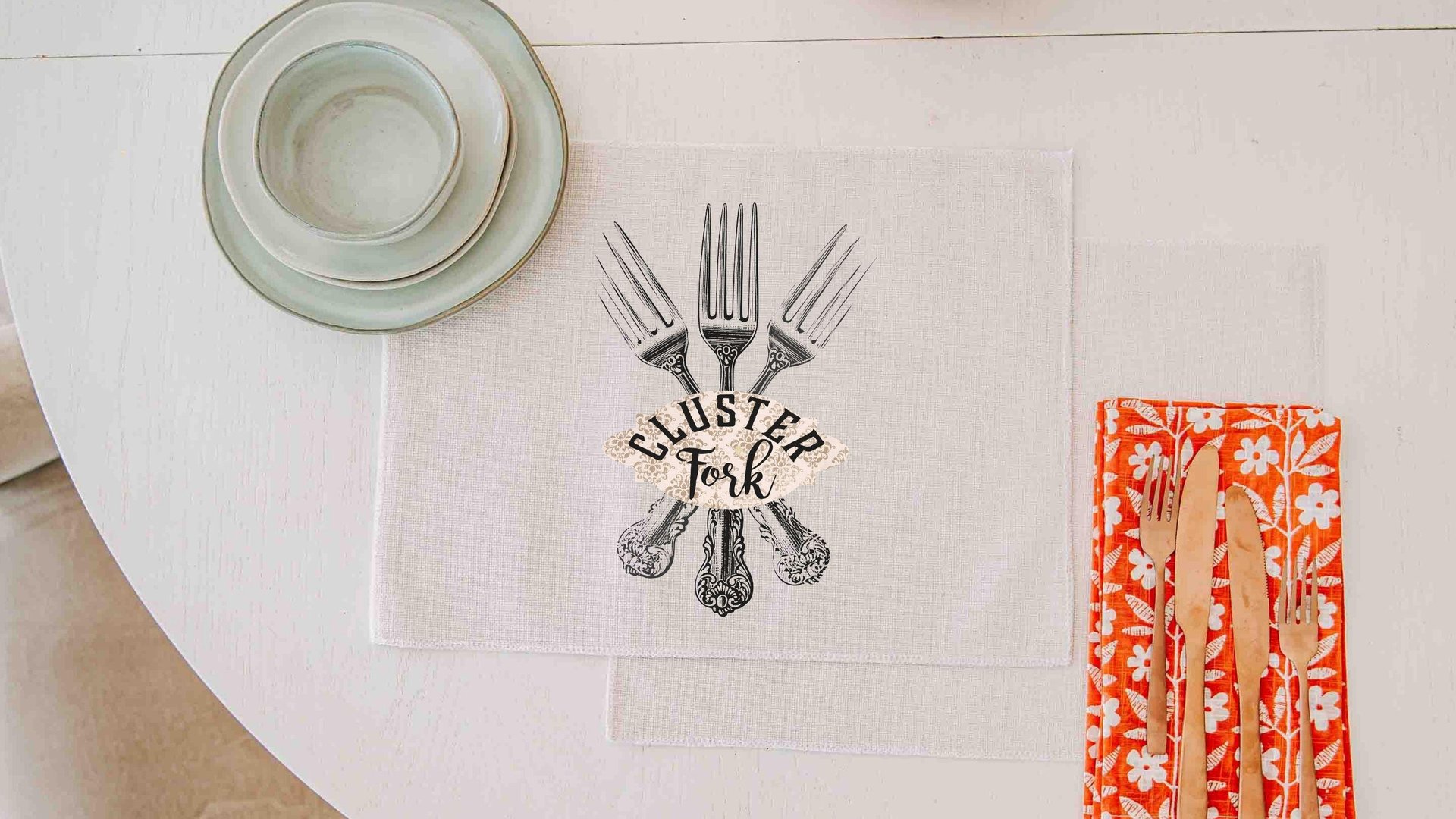 Cluster fork funny table runner 