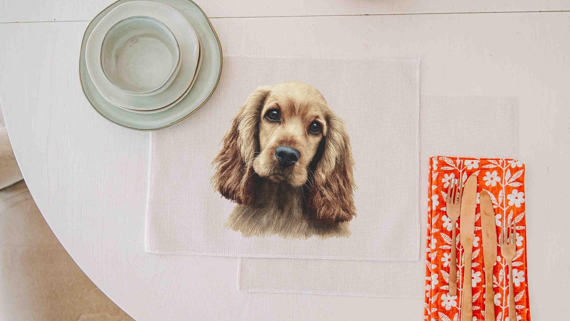 Cocker spaniel dog table runner