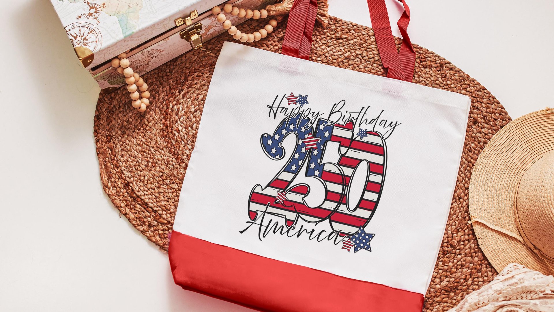 Happy birthday America 250 Years flag patriotic tote bag for women, patriotic tote for summer, patriotic military mom gifts, 4th of July