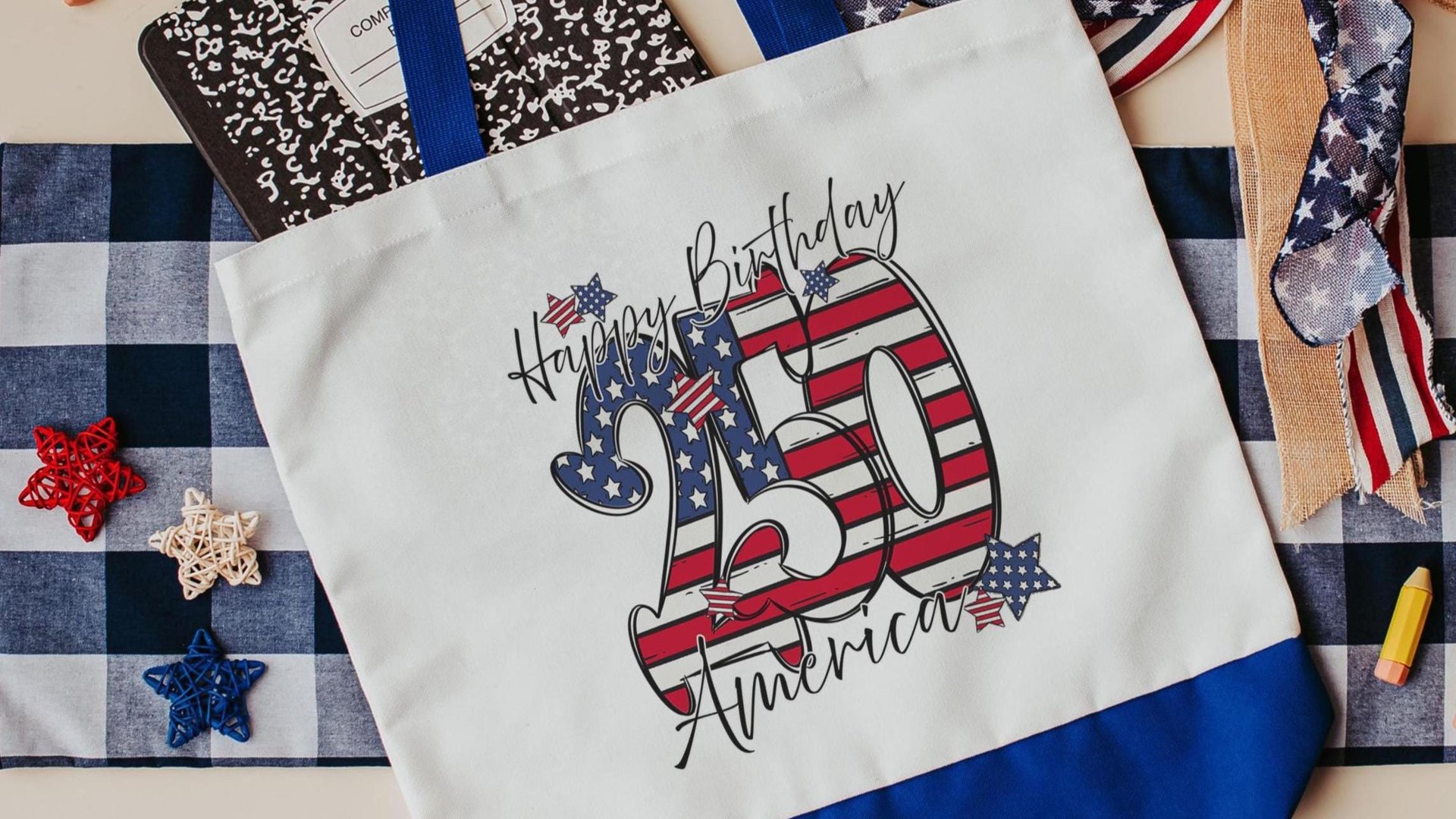 Happy birthday America 250 Years flag patriotic tote bag for women, patriotic tote for summer, patriotic military mom gifts, 4th of July