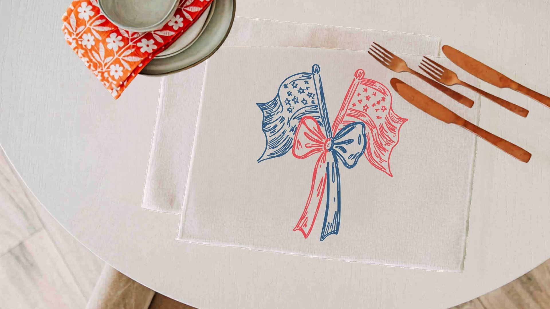 Sketch American flag pot holder & oven mitt
