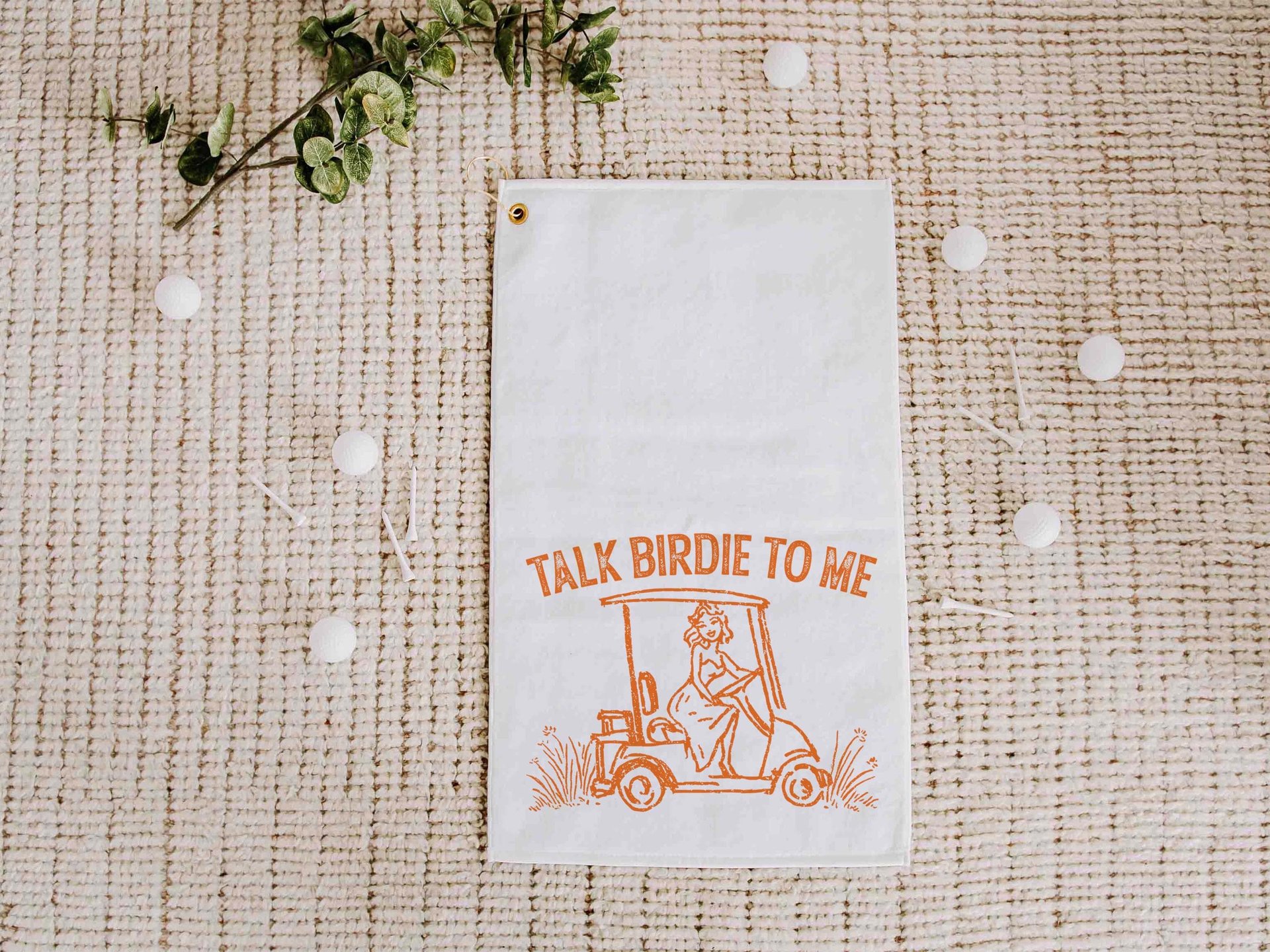Talk birdie to me carolina blue  golf towel with hook