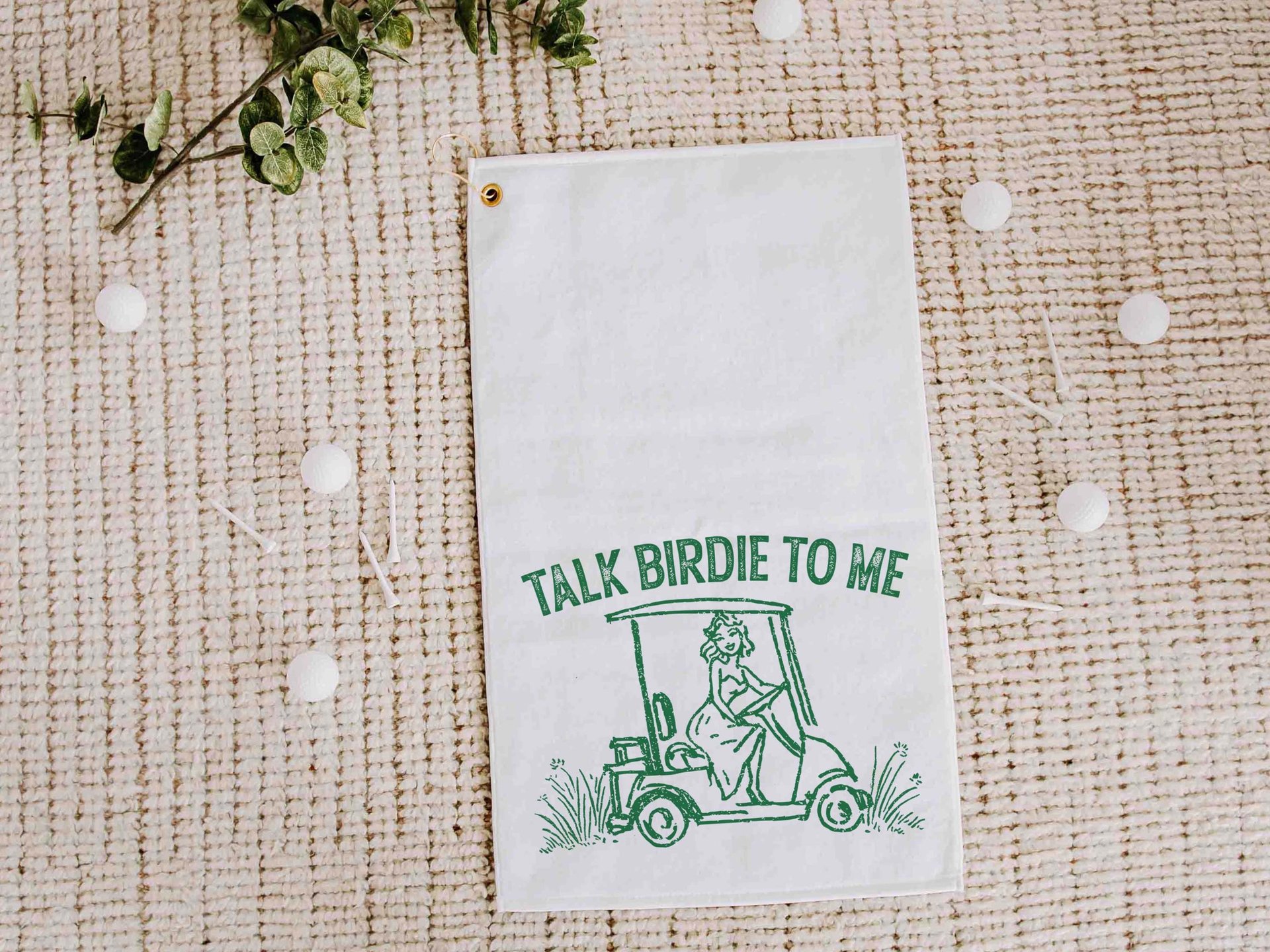 Talk birdie to me carolina blue  golf towel with hook