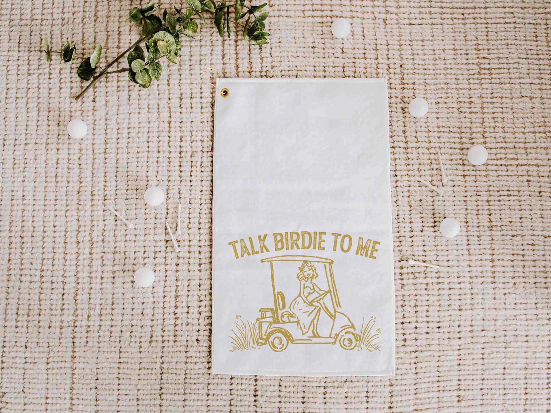 Talk birdie to me carolina blue  golf towel with hook