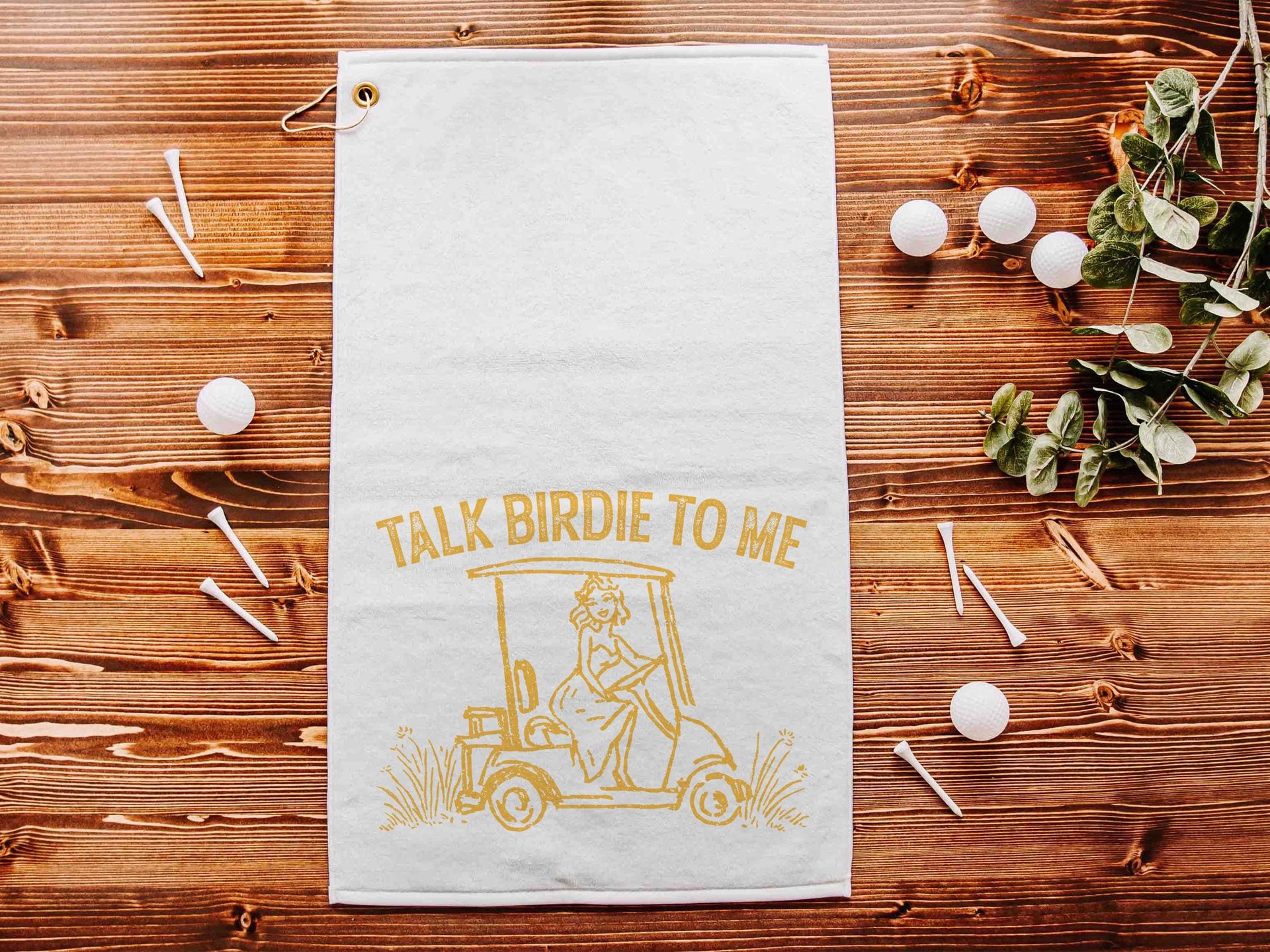 Talk birdie to me carolina blue  golf towel with hook