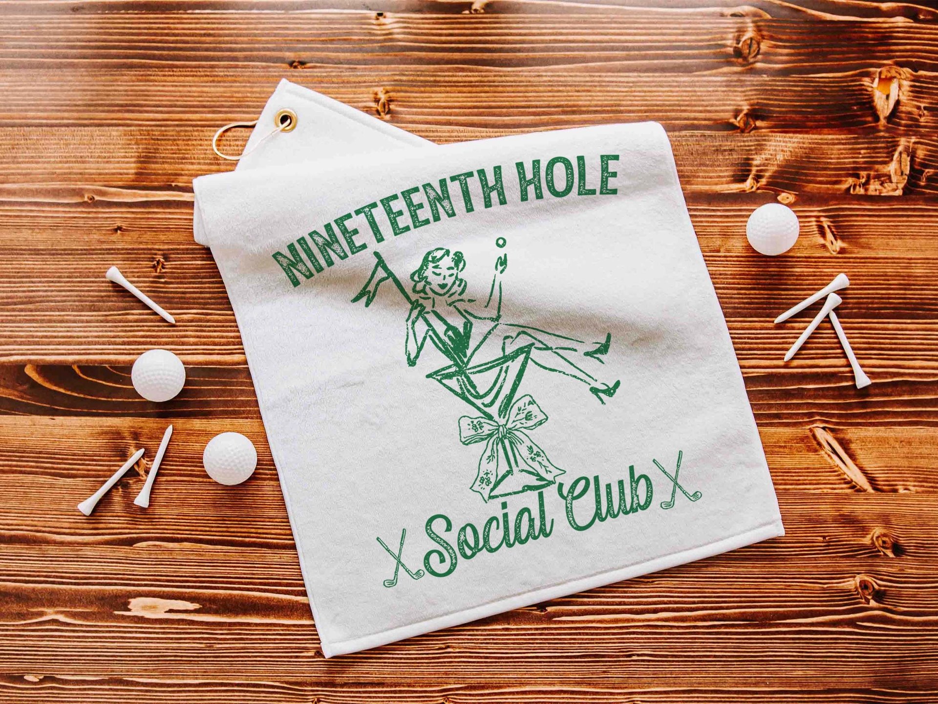 19th hole social club carolina blue golf towel with hook