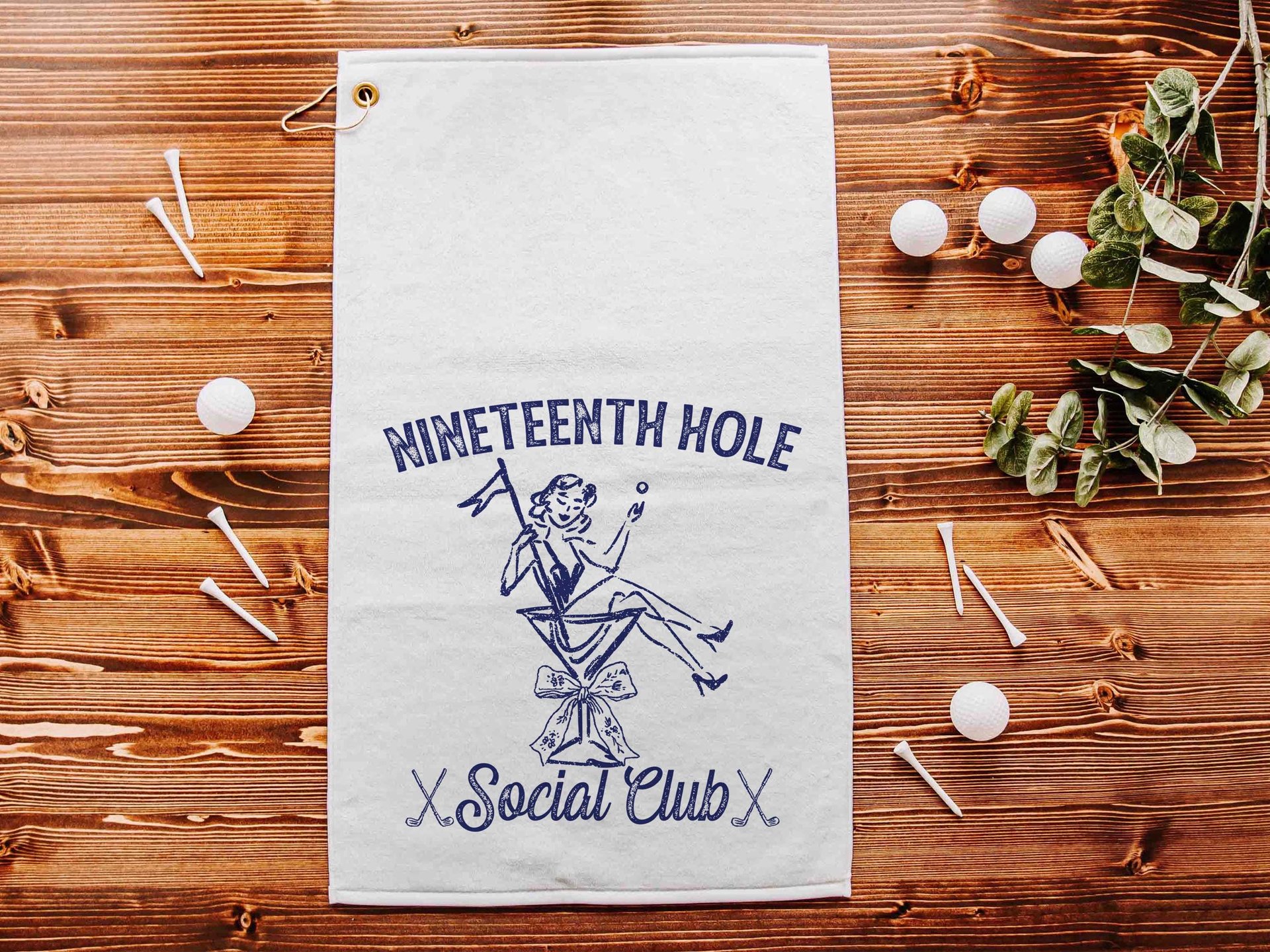 19th hole social club carolina blue golf towel with hook