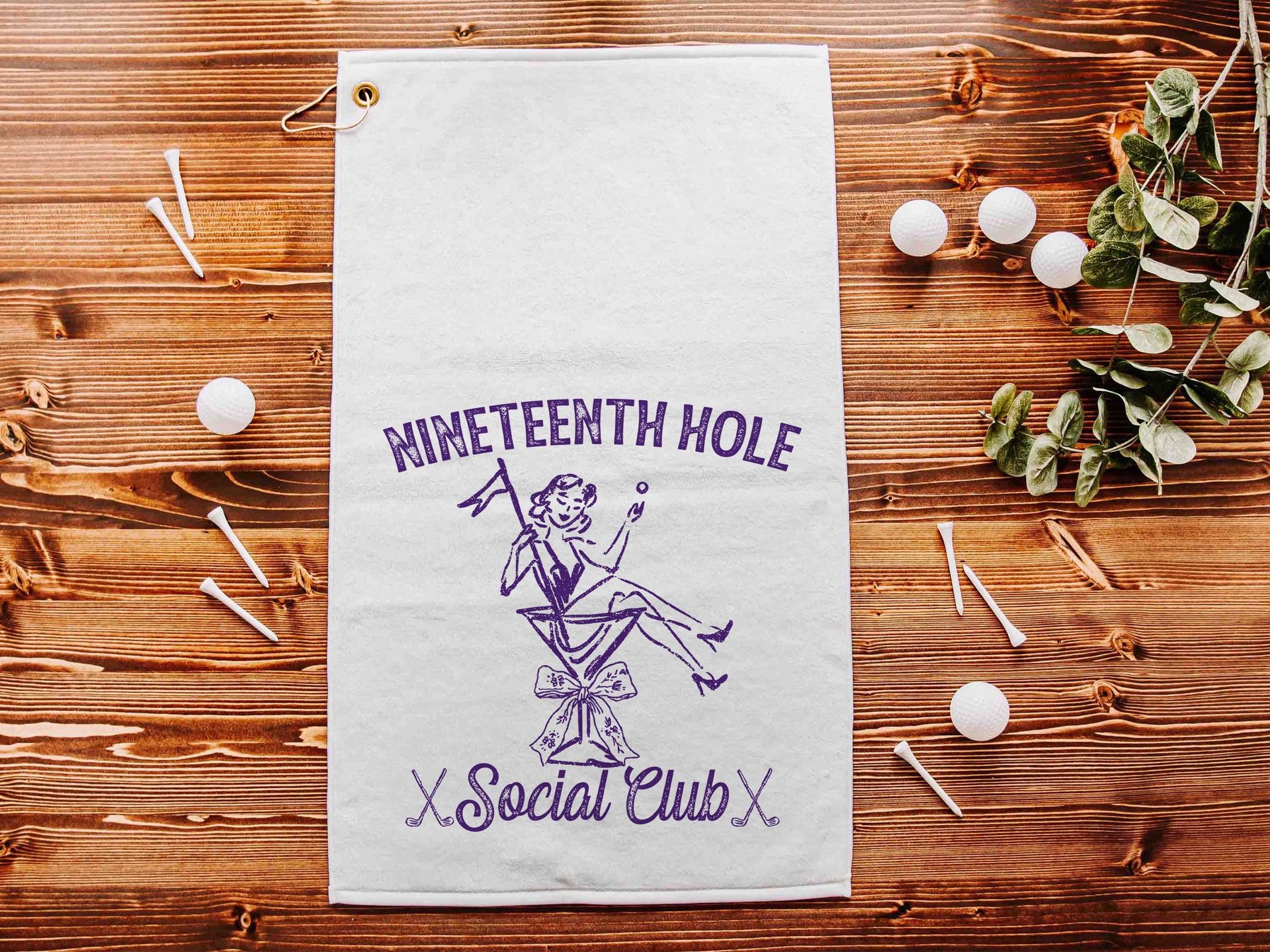 19th hole social club carolina blue golf towel with hook