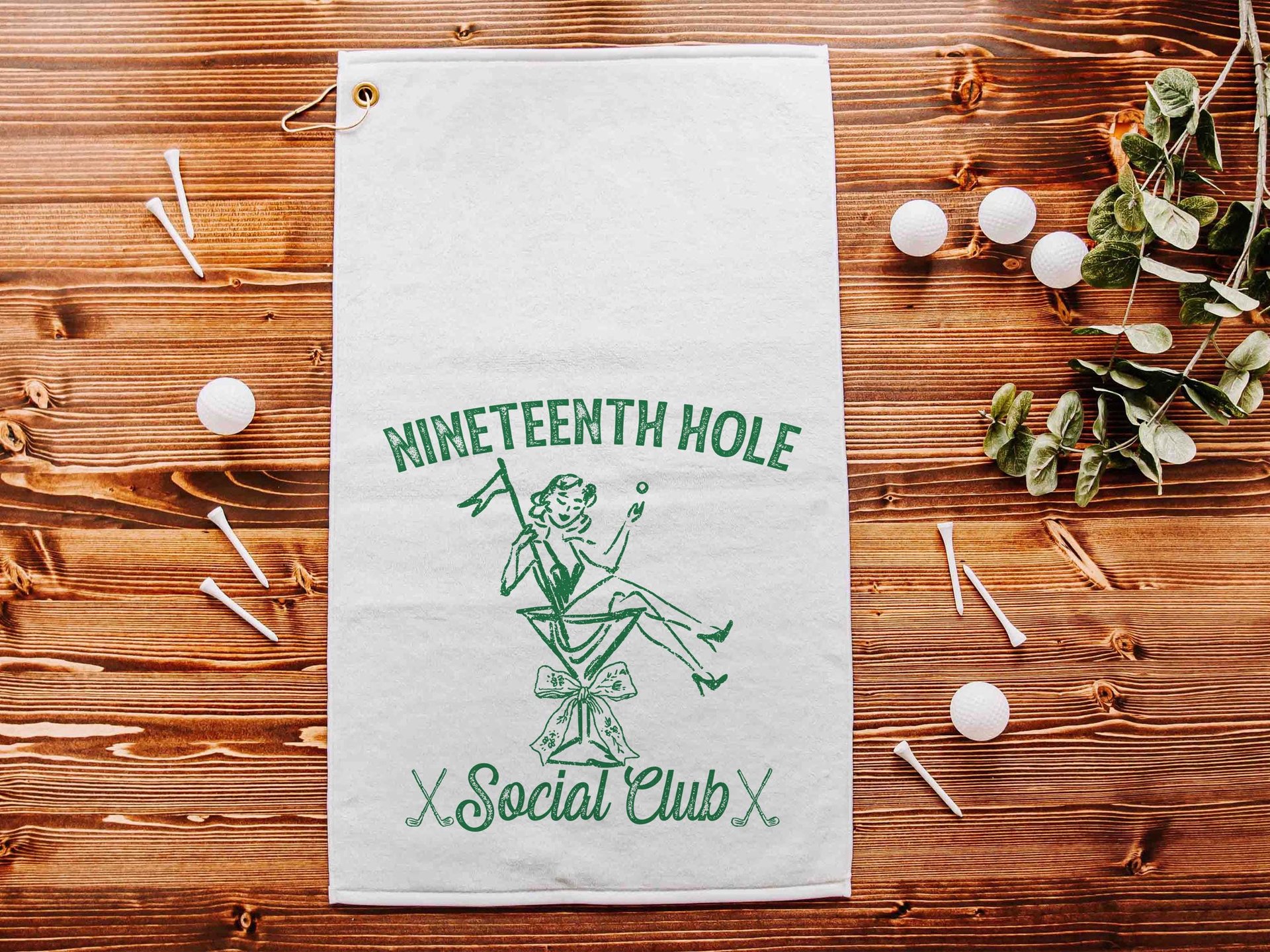 19th hole social club carolina blue golf towel with hook