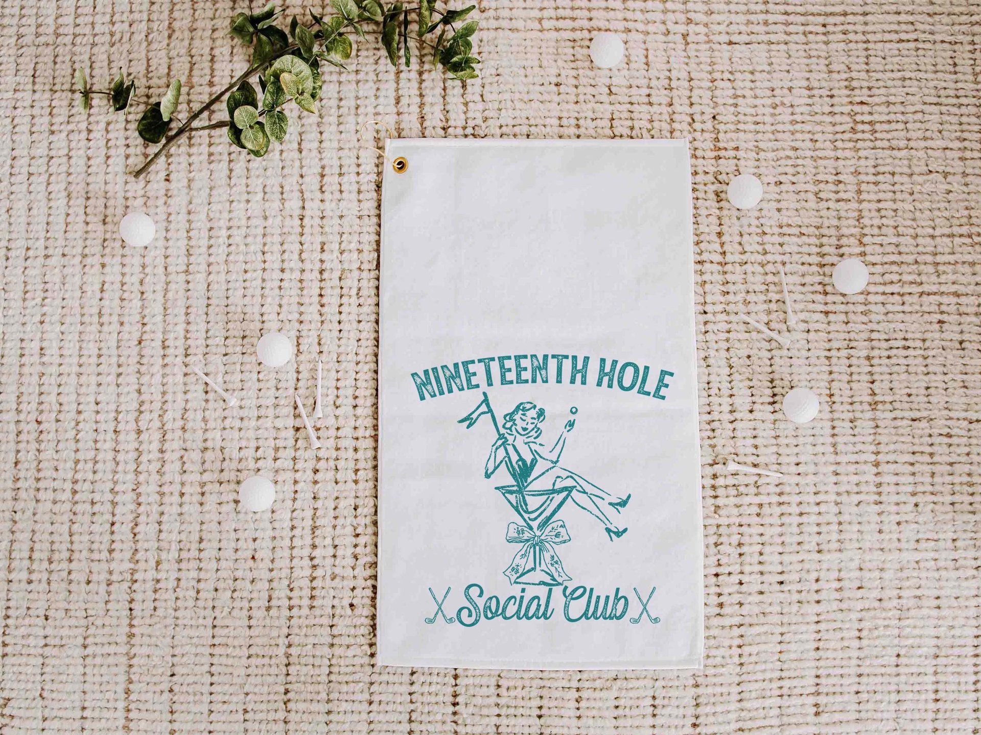 19th hole social club carolina blue golf towel with hook
