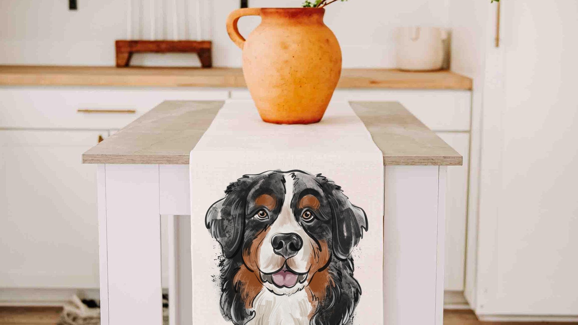 Bernese mountain dog table runner 