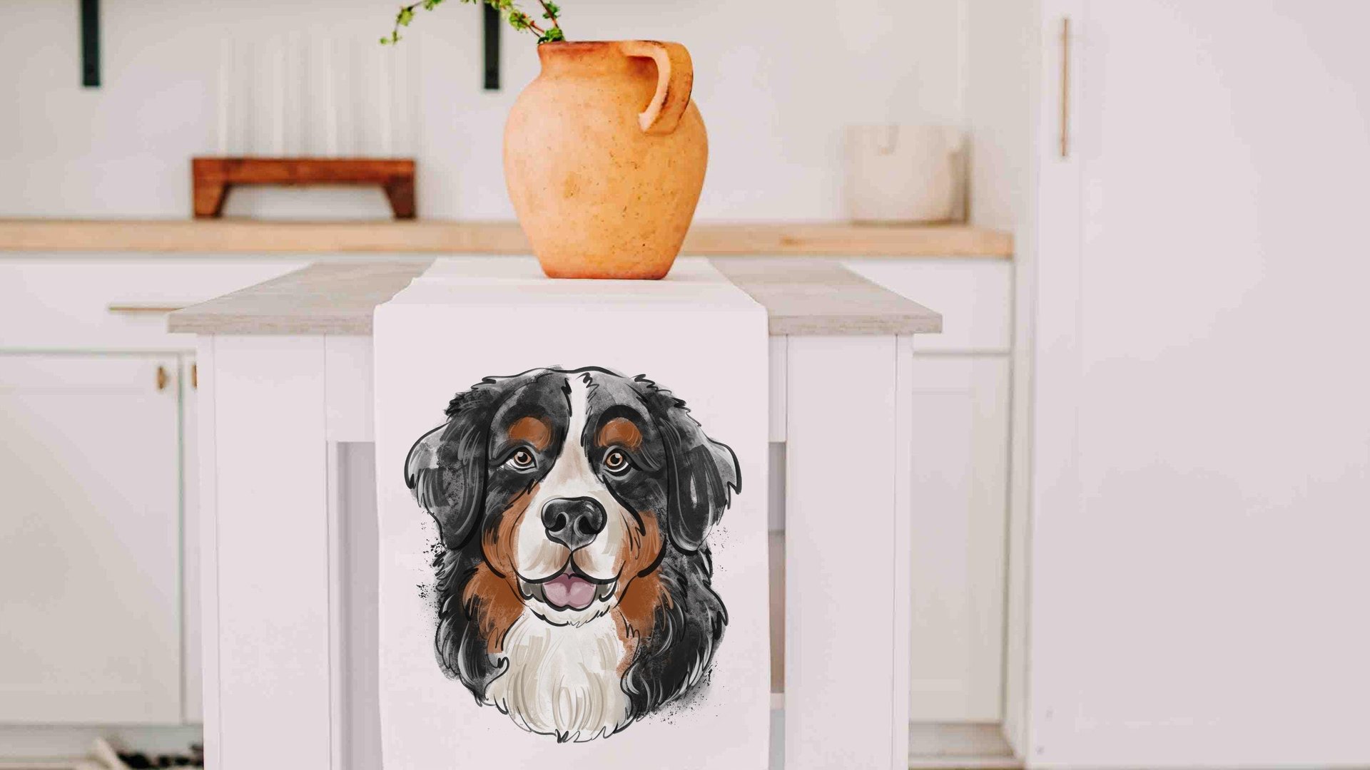 Bernese mountain dog table runner 