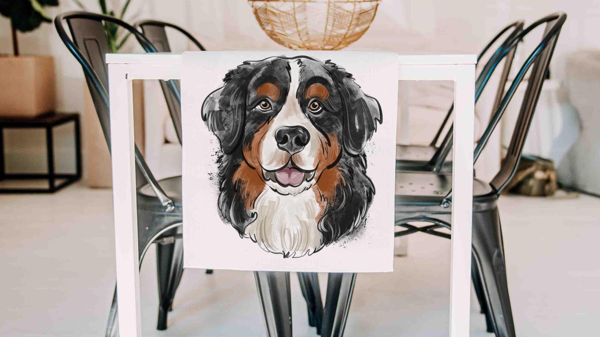 Bernese mountain dog table runner 
