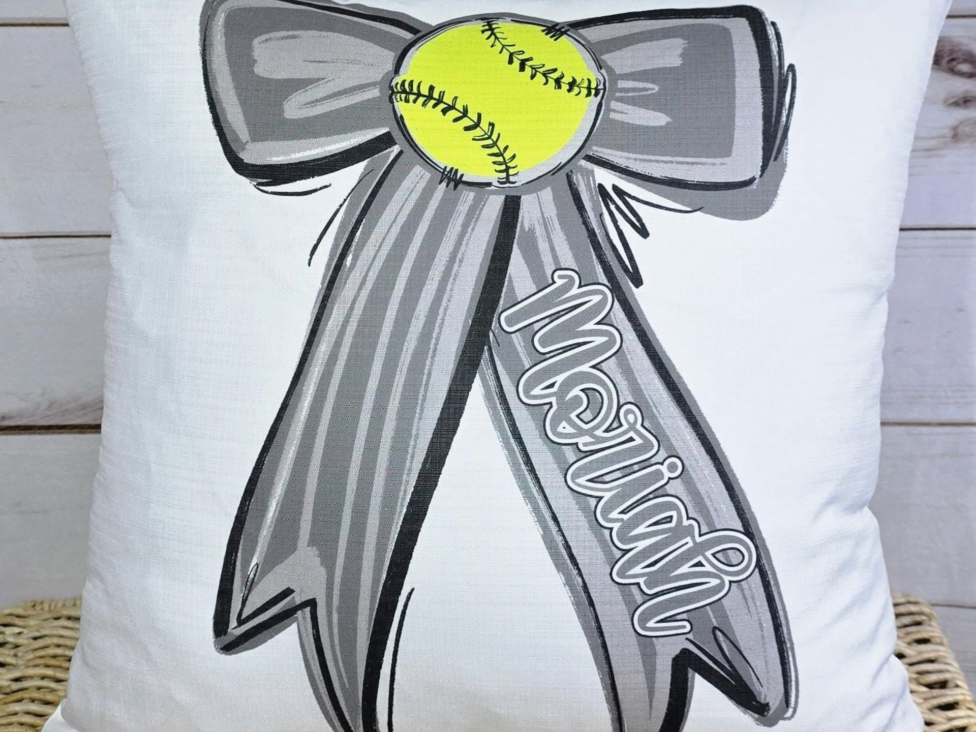 Personalized school spirit softball throw pillows