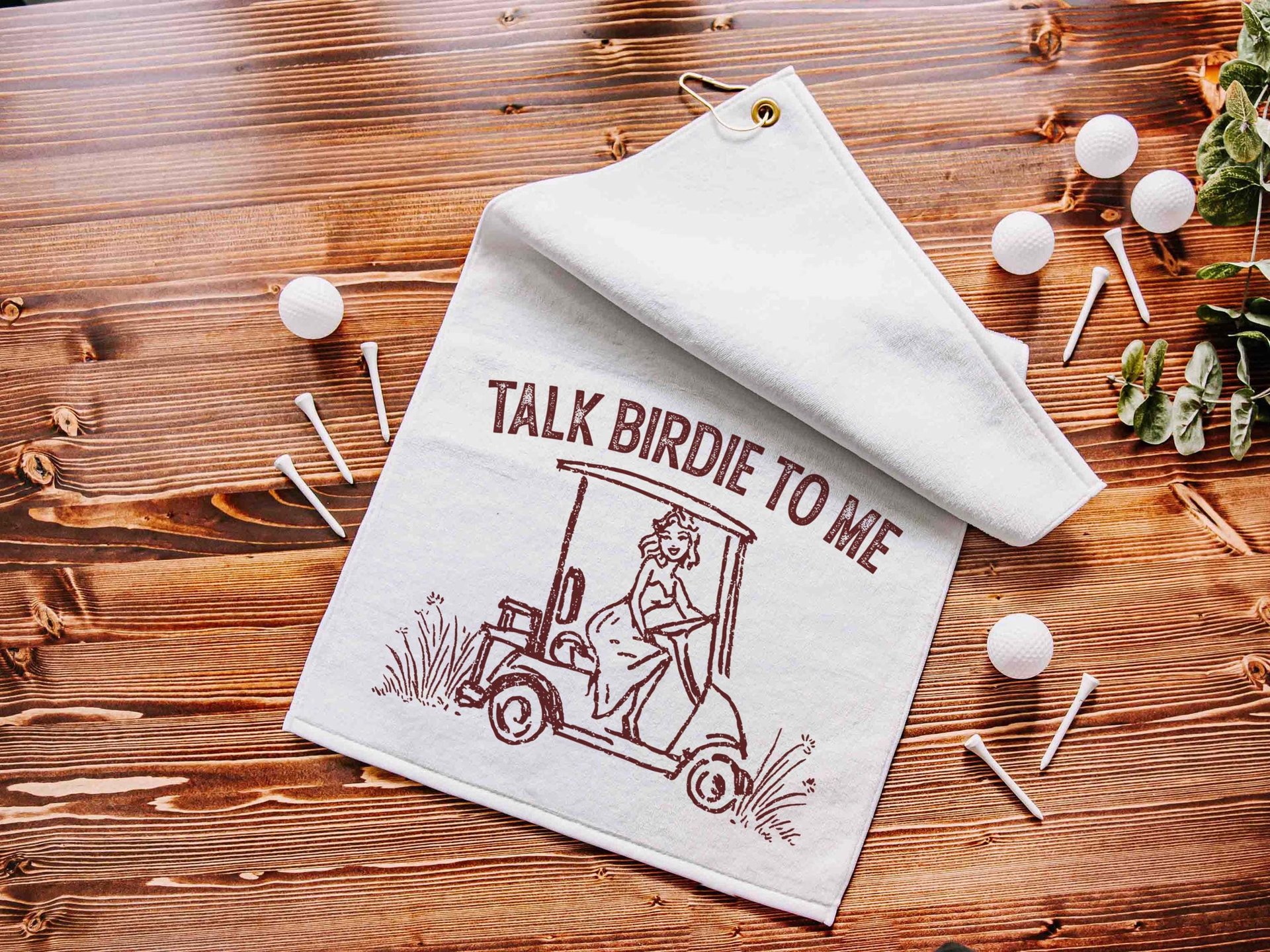 Talk birdie to me carolina blue  golf towel with hook