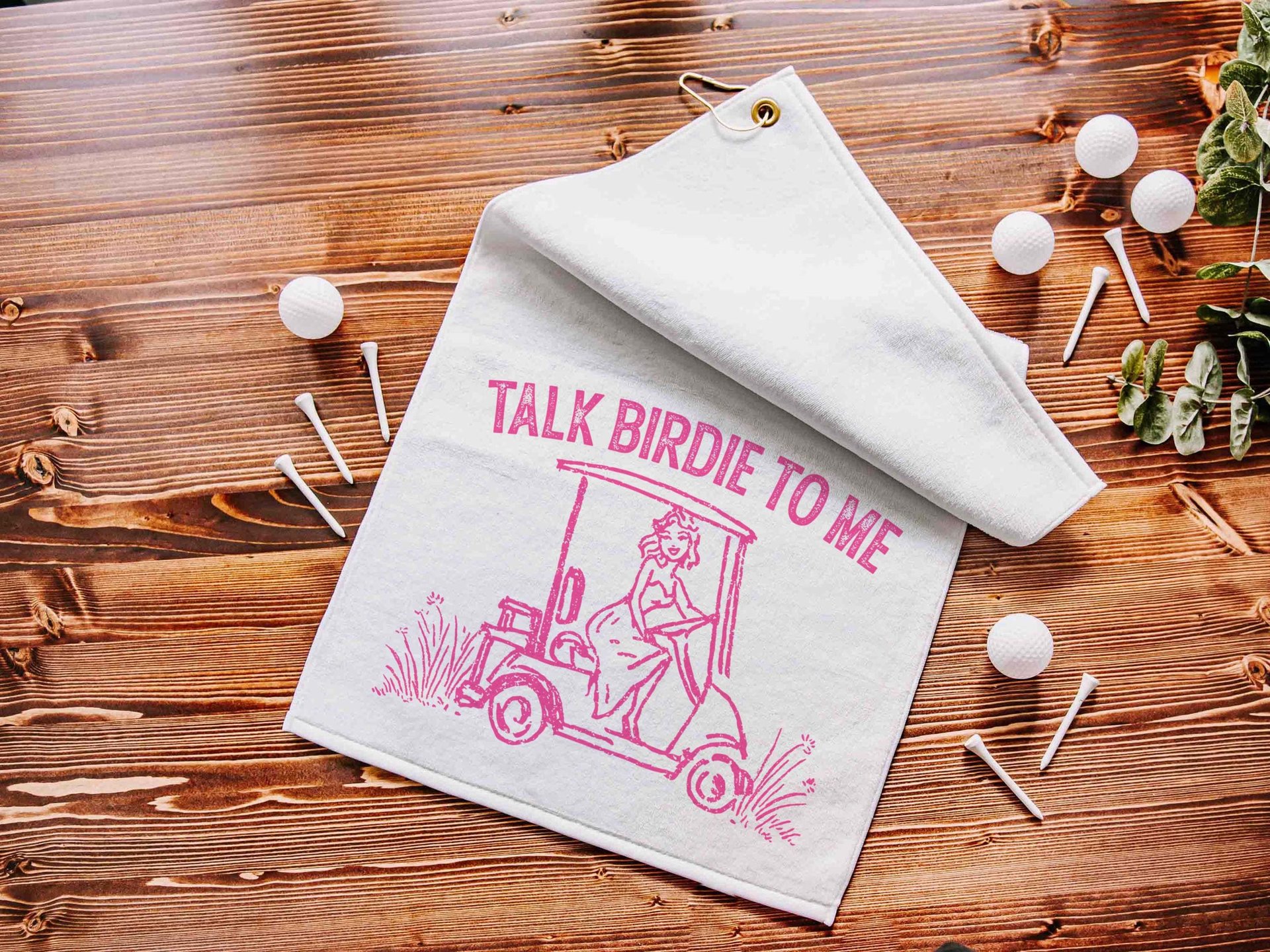 Talk birdie to me carolina blue  golf towel with hook