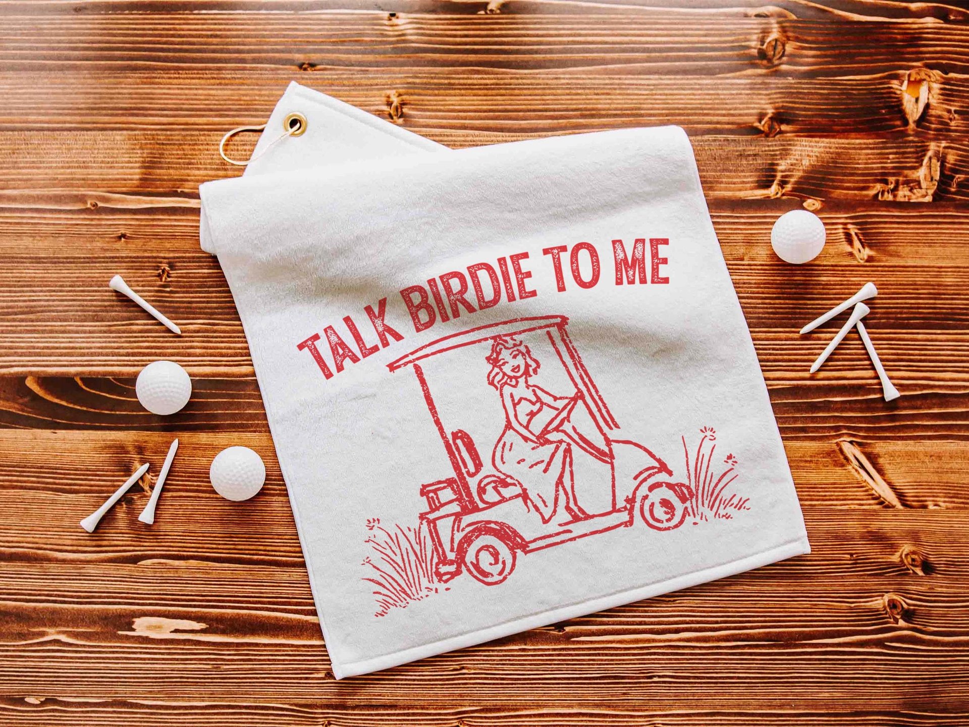 Talk birdie to me carolina blue  golf towel with hook