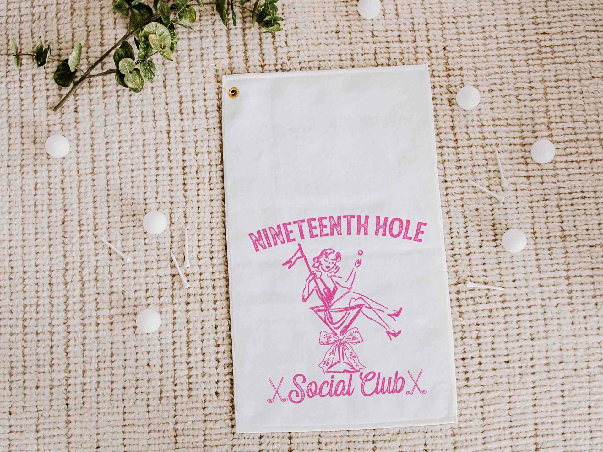 19th hole social club carolina blue golf towel with hook