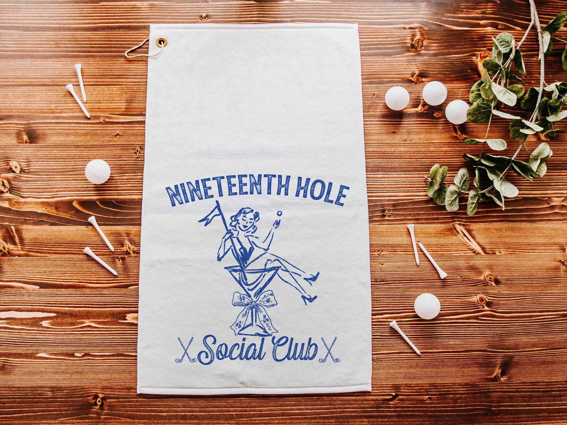 19th hole social club carolina blue golf towel with hook
