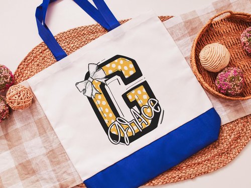 CapableByDesign personalized initial and name tote bag