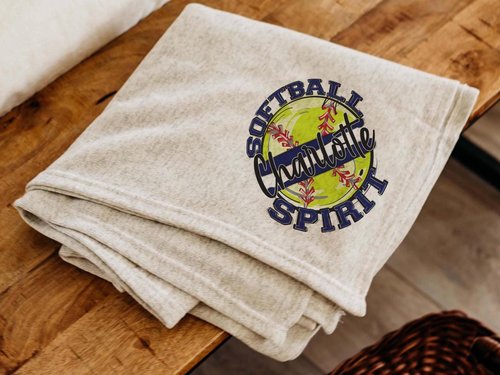 Personalized Navy Softball Throw Blanket with Name, 50x60