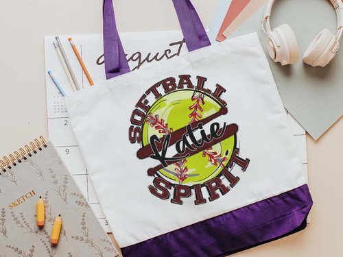 CapableByDesign personalized softball spirit matching tote bag and wristlet