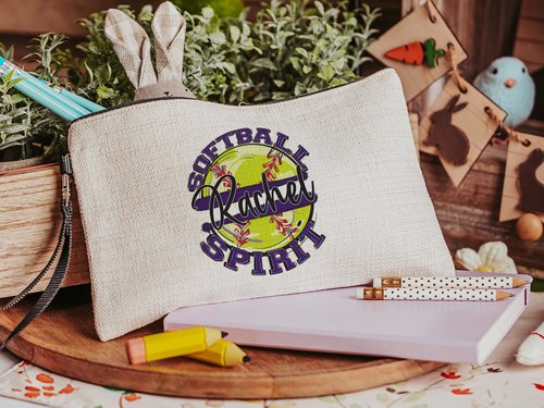 CapableByDesign personalized softball spirit matching tote bag and wristlet
