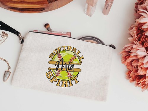 CapableByDesign personalized softball spirit matching tote bag and wristlet