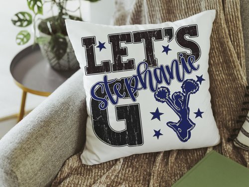 CapableByDesign personalized lets go cheer pillow with name