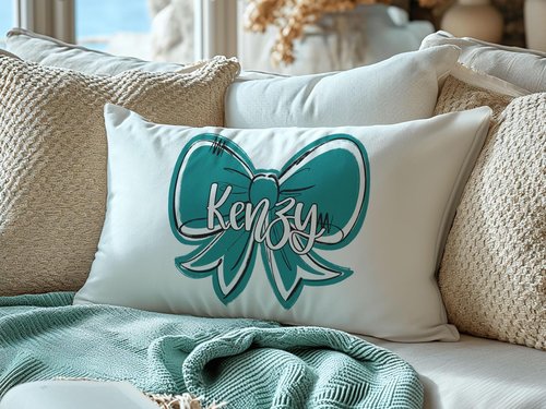 CapableByDesign personalized coquette bow throw pillows