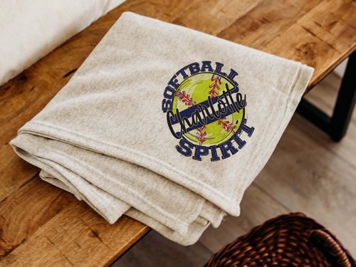 Personalized Yellow Softball Throw Blanket with Name, 50x60