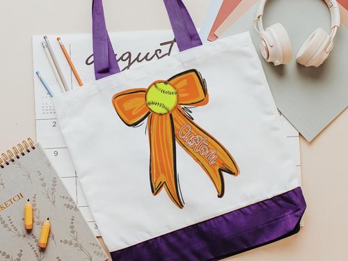 CapableByDesign personalized softball tote bag