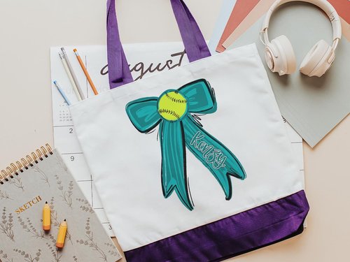 CapableByDesign personalized softball tote bag