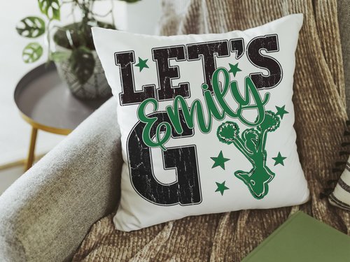 CapableByDesign personalized lets go cheer pillow with name