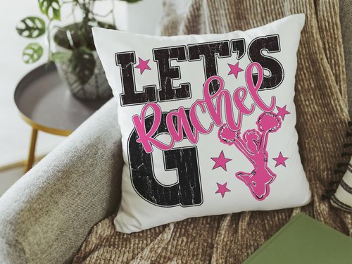 CapableByDesign personalized lets go cheer pillow with name