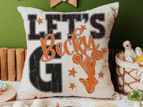 CapableByDesign personalized lets go cheer pillow with name