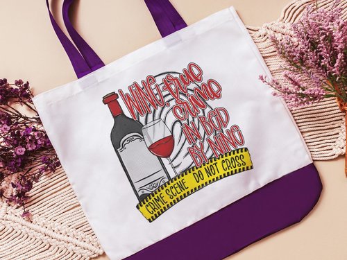 CapableByDesign true crime and wine tote bags